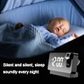 Miniatyrbillede 4 af 5: Projektionsvækkeur til soveværelse, digitalt vækkeurradio med lysdæmper og USB-opladningsporte, 180° roterbar projektor, dobbelt alarm, snooze, klart LED