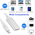 Miniatyrbillede 5 af 5: USB C til HDMI Adapter, 4K Type-C til HDMI Adapter (Thunderbolt 3 Kompatibel) med Video Audio Output til MacBook Pro 2019/2018/2017, Note 9/S9/Note