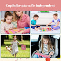 Miniatyrbild 4 av 6: Sensorisk interaktiv leksak, Busy Board textil, Montessori, Väska typ bok, För resor, rosa
