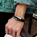 Miniatyrbild 4 av 5: Herr Läder Armband Svart, Herr Läder Armband, Flätad Läder Armband För Herrar, Herr Armband, Den Perfekta Presenten Till Fars Dag