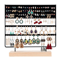 Miniatyrbillede 2 af 5: Øreringeholder Display Stativ 3-Tier Ørestik Holder Smykke Organizer Ørestik Øreringeholder 144 Huller med Træbase Stativ Display Stativ til Kvinder