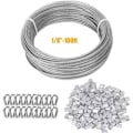 Miniatyrbilde 1 av 5: 30M Wire Rope, 3mm Wire Rope Rustfritt Stål Tau, med 50 stk Aluminium Krympehylser, 20 stk Rustfrie Stål Øyer for 3mm Wire Rope