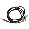 Miniatyrbillede 2 af 2: 1m Høj Kvalitet 3.5mm Han til 2 RCA Han Audio Adapter Kabel Y Splitter Aux Ledning (Sort)