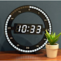 Miniatyrbillede 2 af 4: Stille LED Digital Bordur - Sort Elektronisk Vægur - Rundt Skrivebordsur - Til Soveværelse, Stue og Kontor 30cm