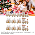 Miniatyrbillede 7 af 8: 3 sæt små tog juledekorationer udsøgt mini tog dekorationssæt juledekorationsrekvisitter hvid