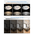 Miniatyrbilde 2 av 5: LED-taklampe i tre, 40 CM Taklampe for barnerom Dimbar LED-taklampe med fjernkontroll 3000K-6000K, Rund soveromslampe