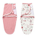 Miniatyrbild 1 av 6: Säckpåse baby swaddle kläder baby swaddle tygpaket med 2 swaddle filt gjord av 100% ekologisk bomull universell justerbar sovsäck filt