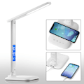 Miniatyrbillede 5 af 5: LED Skrivebordslampe med Trådløs Oplader, USB Opladningsport, Justerbar Foldbar Bordlampe med Ur, Alarm, Dato, Temperatur, 5-Niveaus Dæmpbar