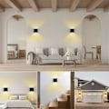 Miniatyrbillede 4 af 4: Sæt med 2 væglamper 12W LED soveværelse moderne interiør, op og ned design justerbar lampe, aluminium belysningsarmaturer sort LED væglampe til soveværelse