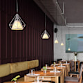 Miniatyrbild 3 av 6: Modern hängande ljuskrona E27 metall diamant taklampa för sovrum bar restaurang vit - vit