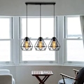Miniatyrbillede 3 af 5: LED Pendel Loftlampe Fe Lampe Soveværelse Lysekrone 3 E27 Lysarmatur med Barholder, Sort