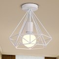 Miniatyrbillede 4 af 6: Retro industriel loftlampe 25cm i hvid diamantform, pendel til spisestue, bar, soveværelse
