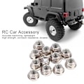 Miniatyrbillede 6 af 6: 12 stk. skridsikre dæk 4 mm låsemøtrik til Axial Traxxas TRX4 TRX6 SCX10 1/10 RC modelbil (sølv)