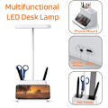Miniatyrbillede 4 af 5: LED Skrivebordslampe, Små Skrivebordslamper til Hjemmekontor, Hvid Skrivebordslampe til Børn, LED Desktop/Computer Studielamper til Soveværelser, Genopladelig, Batteri