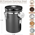 Miniatyrbilde 3 av 6: Kaffeboks, lufttett kjøkkenbeholder i rustfritt stål for oppbevaring av mat med datomerking og skje for kaffepulver, bønner, mel, frokostblandinger, sukker