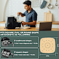Miniatyrbild 4 av 5: Luftfritös engångspappersfoder 8,5 tum, premium perforerade pergamentpapper för luftfritös, ångkokare, stekpannor, ingen bränning, enkel rengöring (brun)