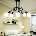 Miniatyrbillede 4 af 5: Industriel Loftslampe i Metal, Edison 5-hovedet Designer Loftslampe E27 5 Retro Lysekroner til Soveværelse Stue Køkken Spisestue