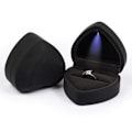 Miniatyrbilde 1 av 5: Hjerteformet Ringboks Fløyelsholder Smykkeskrin Organizer Øredobber Mynt Smykkepresentasjonsboks Etui med LED-lys for Frieri Forlovelse