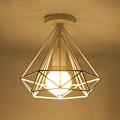 Miniatyrbillede 3 af 6: Retro industriel loftlampe 25cm i hvid diamantform, pendel til spisestue, bar, soveværelse