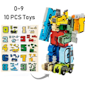 Miniatyrbillede 4 af 5: Samlesæt Byggeklodser Pædagogisk Legetøj Actionfigur Transformation Nummer Robot Deformation Legetøj Til Børn