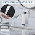 Miniatyrbillede 5 af 6: Badeværelsesarmatur, moderne vandfaldsdesign vaskarmatur, holdbart kobberventilhusdesign, forkromet messing. Varmt og koldt vand tilgængeligt