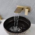 Miniatyrbild 4 av 5: Vattenfall Badrum Väggmonterad Kran, Väggmonterad Blandare Mässing Väggmonterad Vattenfall Kran (Borstad Guld)