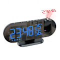 Miniatyrbillede 1 af 5: Digital Projektions Vækkeur, LED Spejl Vækkeur Radio med 180° Projektor, Dobbelte Alarmer, USB Oplader, 12/24 Timer, Snooze Model, Radio Vækkeur