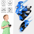 Miniatyrbillede 1 af 8: Fjernstyret Bil, Fjernstyret 360° Vægklatrende Bil, Transformationsrobot, Fjernstyret Børnebil med LED-lys, Indendørs Udendørs Gaver (Blå)
