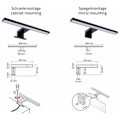 Miniatyrbilde 2 av 5: LED Baderomsspeillampe med Stikkontakt, Farge: Matt Svart, Overflatemontert Vegglampe, Skapbelysning, Klemmelampe, Kaldhvit, Lyskildeeffekt: 5