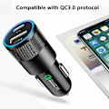 Pikkukuva 2 / 5: Musta USB-autolaturi, Total Dual Type C PD -autolaturi Power Delivery & Quick Charge 3.0 iPhone 11/11 Pro/11 Pro MAX/XS/XR/X/8:lle, iPadille
