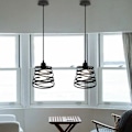 Miniatyrbillede 4 af 6: Sæt med 2 industrielle pendellamper jernbur fjederform Ø20cm E27 lysarmatur til restaurant, værelse, soveværelsesindretning, sort