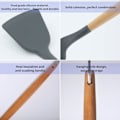 Miniatyrbillede 5 af 5: Varmebestandig wokspatel i silikone, skridsikkert træhåndtag, varmeisolering, non-stick køkkenredskaber