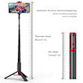Miniatyrbild 2 av 5: Selfie Stick Bluetooth, Aluminium Selfie Stick Tripod Mobiltelefonstativ med Fjärrutlösare för iPhone 14/13/12 Pro Max, Samsung, Huawei etc.
