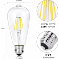 Miniatyrbillede 4 af 5: E14 LED Pære 6W ST64 LED Pære, E27 Vintage Edison LED Filament Lampe, Erstatter 60W Glødepære, 6000K Køligt Hvidt, 600 LM, Ikke-dæmpbar, Ideel til