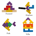 Miniatyrbillede 5 af 7: Tetris Tangram Træpuslespil Didaktisk Læringslegetøj Stk. Intelligens Pædagogisk Legetøj til Børn i Alderen 3 År og Op