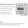 Miniatyrbillede 2 af 5: 12V 16A Stik Programmer Digital Med 16 Programmer Programmerbart Ur Timer Stik Elektrisk Med LCD Digital Display Tyverisikring Med