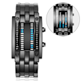 Miniatyrbild 1 av 8: Binär matris blå LED digitalklocka män kvinnor Cklassisk fashionabel framtidsteknologi binär klocka