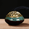 Miniatyrbillede 4 af 5: Keramisk røgelsesbrænder, kobberlåg, Buddha, antik legeringstråd, sandeltræsrøgelse, røgelse, røgelse, isknækket ovnskifte