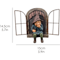 Miniatyrbillede 4 af 5: Udendørs havestatue havefe ornamenter, fræk havenisse kigger harpiks hængende figur udendørs statue tilbehør havetræ
