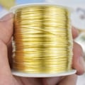 Pikkukuva 3 / 5: 8m/kela 0,8mm kullattu kuparihelmi metallilanka korujen valmistukseen ja nyörin tekoon