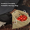 Miniatyrbillede 4 af 5: Læder Canvas Pose, Foraging Pose Foraging Taske Vokset Canvas Frugtplukning Taske Svampepose Læder Bushcraft Bæltepose Bærbar Sammenklappelig Taske