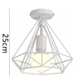 Miniatyrbild 6 av 6: Retro industriell taklampa 25cm i vit diamantform, hängande lampa för matsal, bar, sovrum