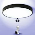 Miniatyrbilde 1 av 5: LED automatisk radar taklampe med bevegelsessensor for husholdningsbruk - 12W diameter 23cm svart