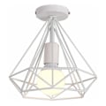 Miniatyrbillede 1 af 6: Retro industriel loftlampe 25cm i hvid diamantform, pendel til spisestue, bar, soveværelse