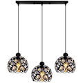 Miniatyrbilde 1 av 4: Pendellampe Moderne Krystall Lysekrone Metall Taklampe 3 Lamper for Soverom Stue Restaurant Svart