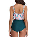 Miniatyrbilde 3 av 5: Sommer Blomstrete Bikini med Høyt Liv og Volanger for Kvinner, Magekontroll Badebekledning Flounce Peplum