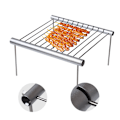 Miniatyrbillede 4 af 5: 1 stk. Bærbar Foldbar Grillrist i Rustfrit Stål Udendørs Mini Non-Stick Måtte Bageplade til Camping Bagning Madlavning