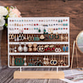Miniatyrbillede 4 af 5: Øreringeholder Display Stativ 3-Tier Ørestik Holder Smykke Organizer Ørestik Øreringeholder 144 Huller med Træbase Stativ Display Stativ til Kvinder