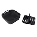 Miniatyrbillede 2 af 5: Airfryer Tilbehør Firkantet Airfryer Bageform med Silikonemåtte Airfryer Silikone Bageform, Sort