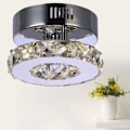 Miniatyrbillede 2 af 5: Rund krystal loftslampe lysekrone loftslampe til entré, stue, soveværelse og spisestue (hvid) - Hvid